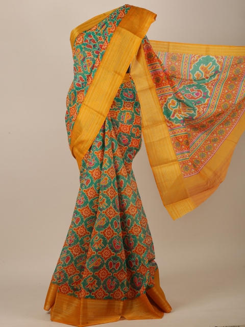 

Pothys Green & Orange Printed Saree