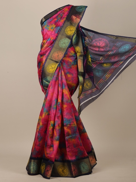 

Pothys Pink & Blue Tie and Dye Saree