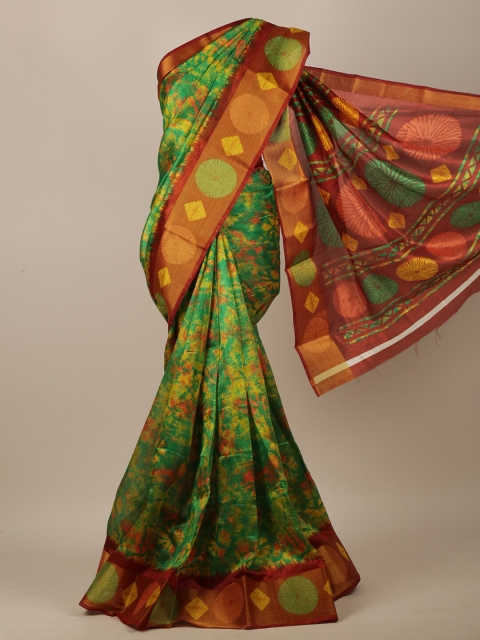 

Pothys Green & Brown Floral Zari Saree