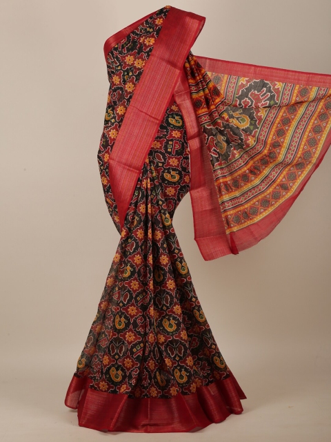 

Pothys Black & Red Floral Saree