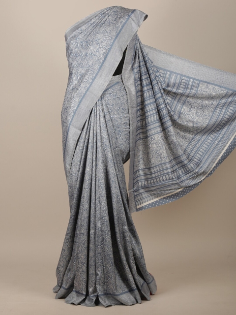 

Pothys Blue & Grey Paisley Jute Silk Saree
