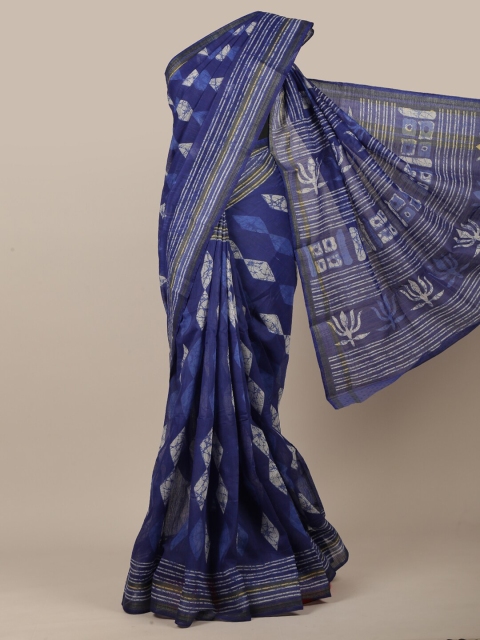 

Pothys Blue & Off White Printed Saree