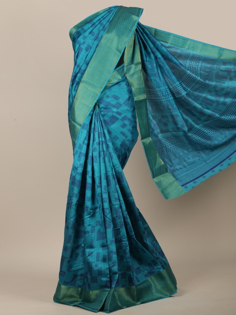 

Pothys Blue & Gold-Toned Printed Saree