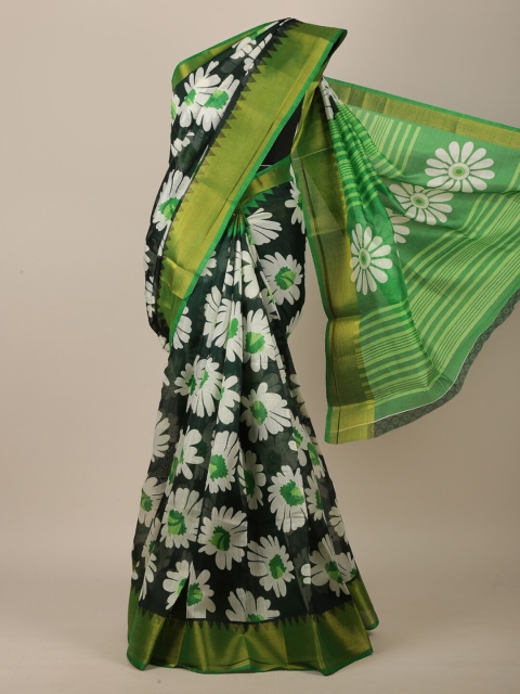 

Pothys Green & White Floral Printed Saree