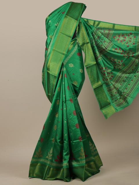 

Pothys Green & Red Ethnic Motifs Printed Saree