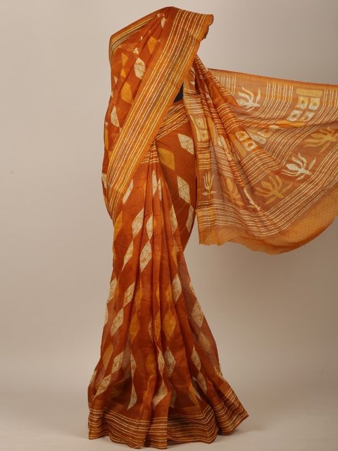 

Pothys Rust & Cream-Coloured Geometric Printed Saree