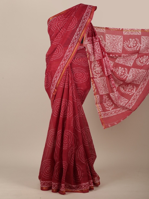 

Pothys Maroon & Off White Ethnic Motifs Printed Saree