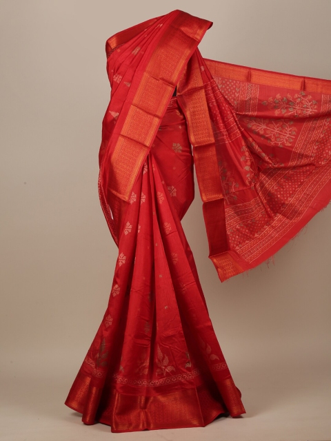 

Pothys Red & Grey Ethnic Motifs Printed Saree