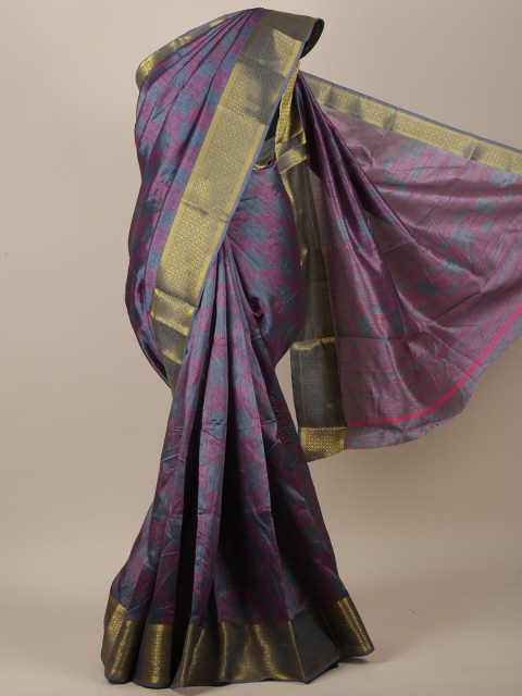 

Pothys Blue & Pink Geometric Printed Saree