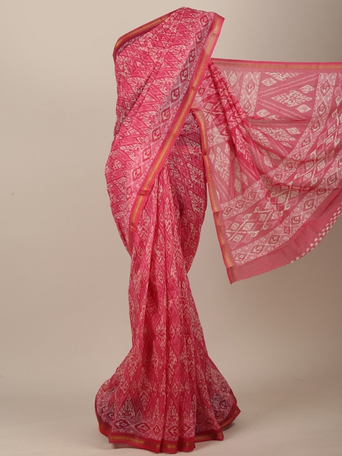 

Pothys Pink & Cream-Coloured Geometric Printed Saree