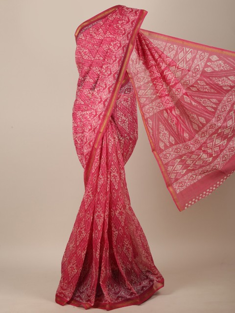 

Pothys Pink & White Geometric Printed Saree