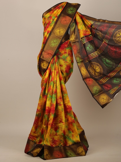 

Pothys Yellow & Black Abstract Printed Saree
