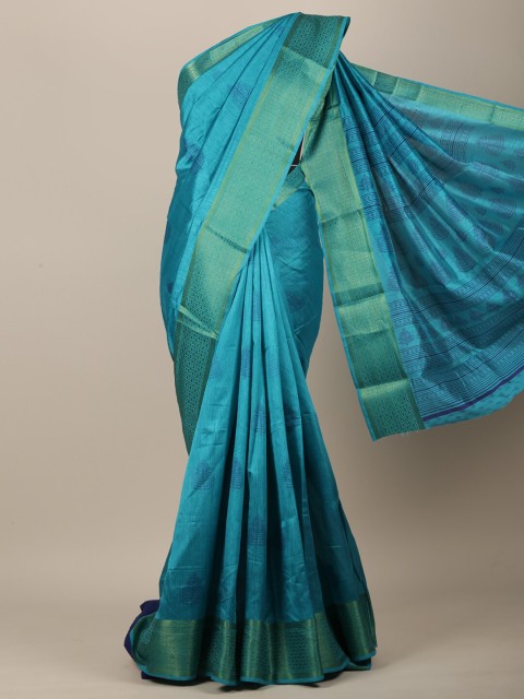 

Pothys Blue & Gold-Coloured Ethnic Motifs Printed Saree