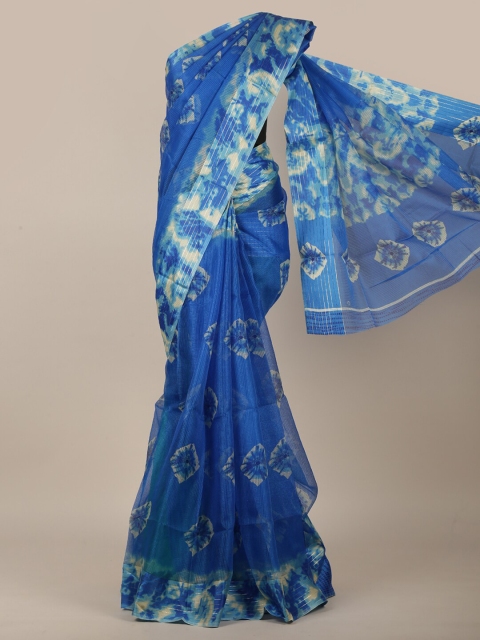 

Pothys Blue & Off White Tie and Dye Printed Zari Jute Cotton Saree