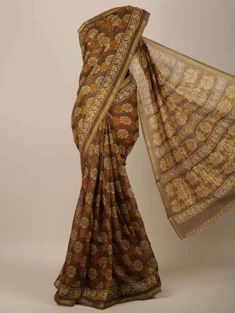 

Pothys Brown & Cream-Coloured Ethnic Motifs Printed Saree