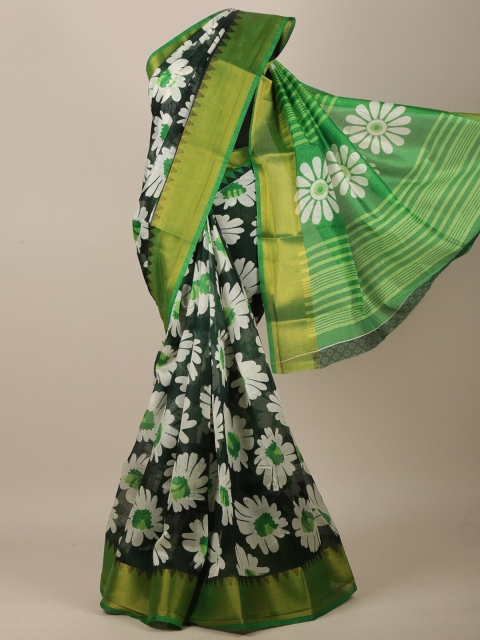 

Pothys Green & White Floral Printed Saree