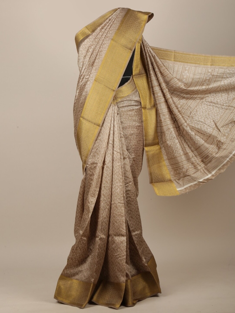 

Pothys Taupe & Gold-Coloured Ethnic Motifs Printed Saree