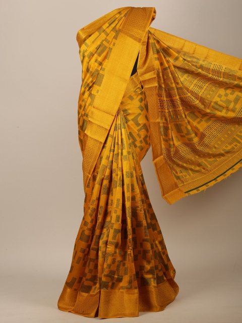 

Pothys Yellow & Grey Geometric Printed Saree