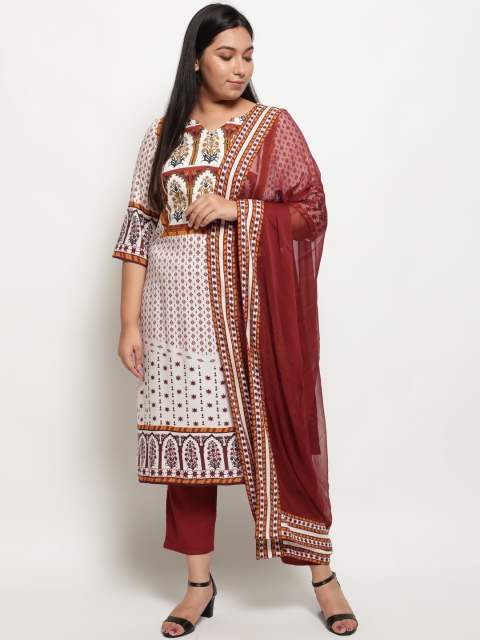 

Amydus Women White Ethnic Motifs Regular Kurta with Palazzos & With Dupatta