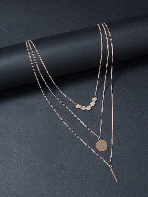 

Golden Peacock Rose Gold Three Layered Minimal Necklace