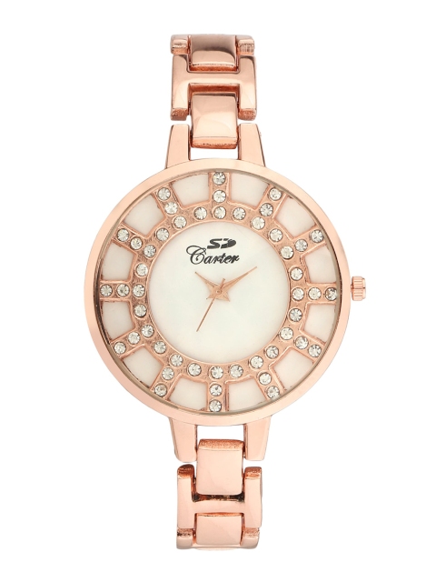 

Sandy D Carter Women White Dial & Rose Gold Toned Straps Analogue Watch SDC-204-GD