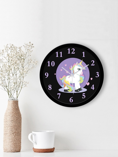 

WENS Black Unicorn Printed Analogue Silent Non-Ticking Battery Operated Kids Wall Clock