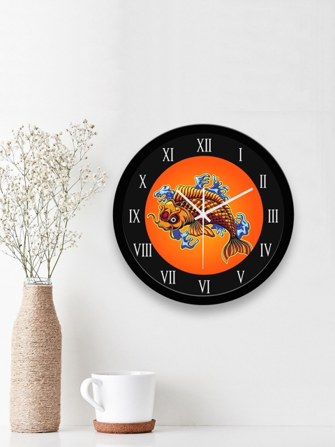 

WENS Black Koi Fish Printed Analogue Silent Non-Ticking Battery Operated Wall Clock
