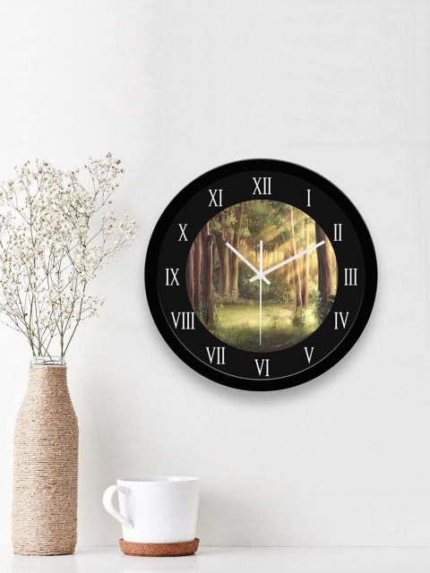 

WENS Black Beautiful Nature Printed Analogue Non-Ticking Battery Operated Wall Clock