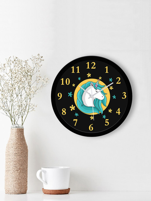 

WENS Black Unicorn Printed Analogue Silent Non-Ticking Battery Operated Kids Wall Clock