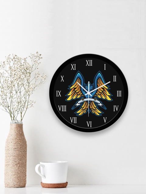 

WENS Black Vastu Phoenix Printed Analogue Silent Non-Ticking Battery Operated Wall Clock