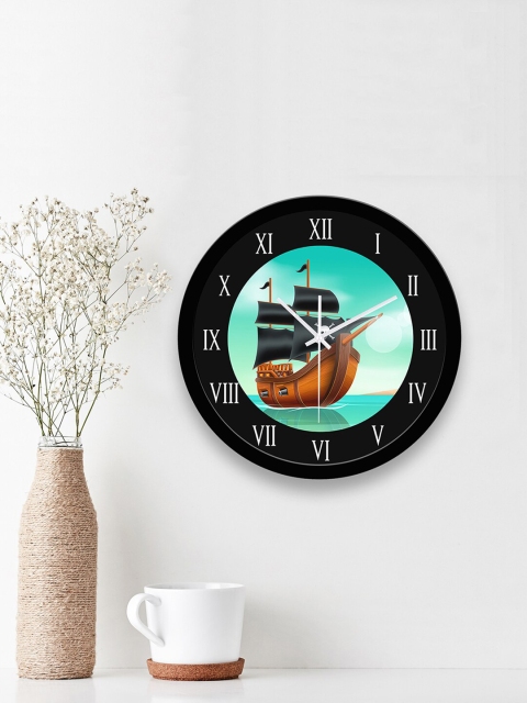

WENS Black Printed Analogue Silent Non-Ticking Battery Operated Wall Clock
