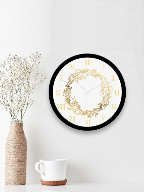 

WENS Black Floral Art Printed Analogue Silent Non-Ticking Battery Operated Wall Clock