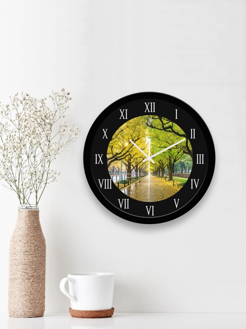 

WENS Black Admiring Nature Printed Analogue Non-Ticking Battery Operated Wall Clock