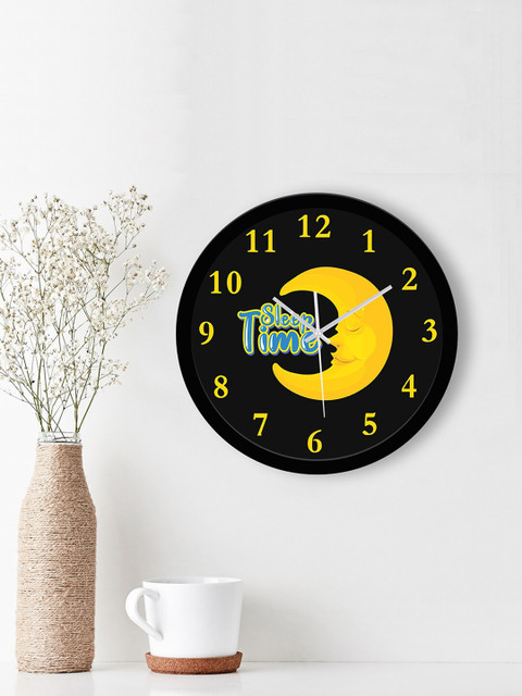 

WENS Black Sleep Time Printed Analogue Silent Non-Ticking Battery Operated Kids Wall Clock