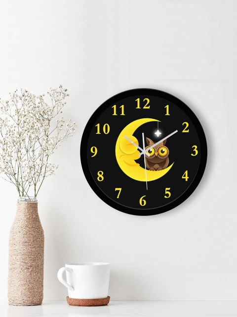 

WENS Black Owl On Moon Printed Analogue Non-Ticking Battery Operated Kids Wall Clock