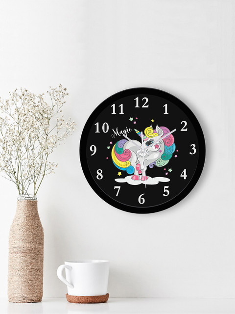 

WENS Black Unicorn Printed Analogue Silent Non-Ticking Battery Operated Kids Wall Clock