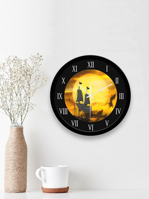 

WENS Black & Yellow Printed Contemporary 29 cm Wall Clock