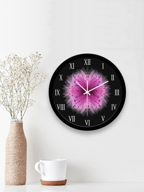 

WENS Black & Pink Printed Traditional 29 cm Wall Clock