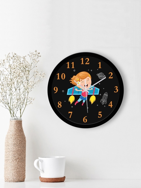 

WENS Black & Orange Printed Traditional 29 cm Wall Clock