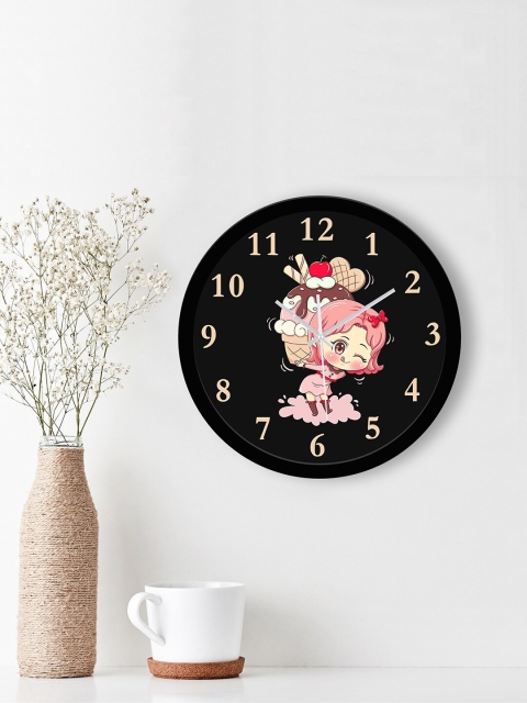 

WENS Black & Pink Printed Contemporary 29 cm Wall Clock