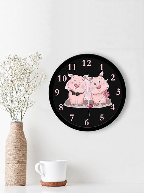 

WENS Black & Pink Printed Contemporary 29 cm Wall Clock