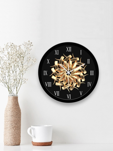 

WENS Black & Gold-Toned Printed Contemporary 29 cm Wall Clock