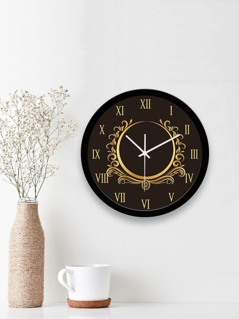 

WENS Black & Gold-Toned Printed Contemporary 29 cm Wall Clock