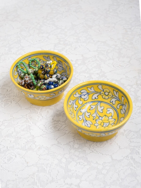 

Neerja White & Yellow 2 Pieces Floral Printed Ceramic Glossy Bowls