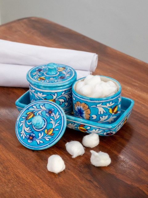 

Neerja Blue & Green 3 Pieces Floral Printed Ceramic Glossy Dinner Set