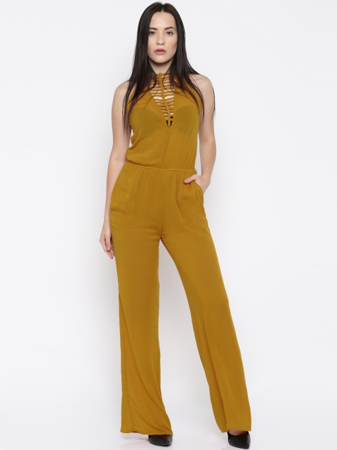 

FOREVER 21 Mustard Yellow Halter-Neck Jumpsuit