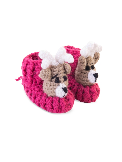 

The Original Knit Infants Kids Magenta Handmade Woollen Booties