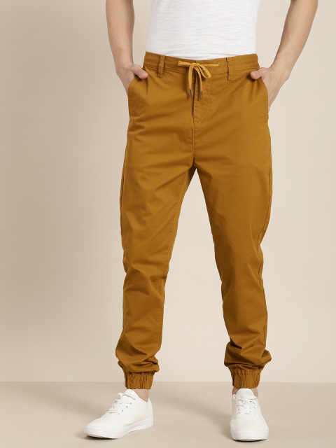 

ether Men Brown Solid Regular Fit Jogger Trousers