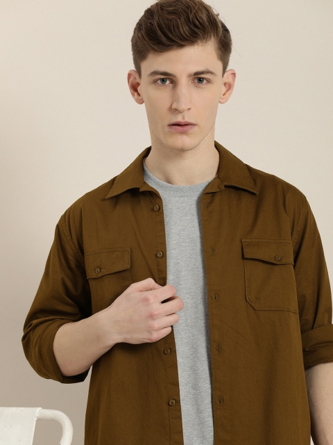 

ether Men Brown Casual Shirt
