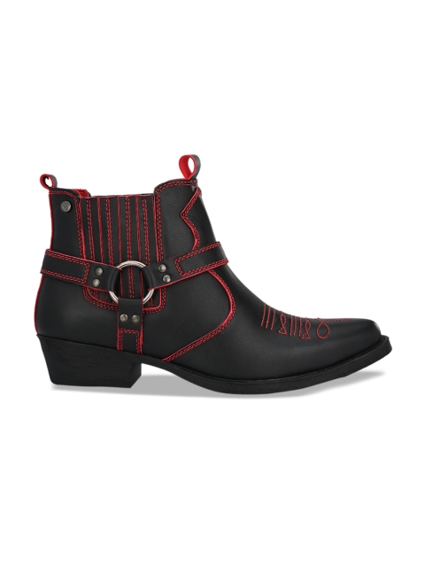 

Delize Men Black Printed High-Top Flat Boots